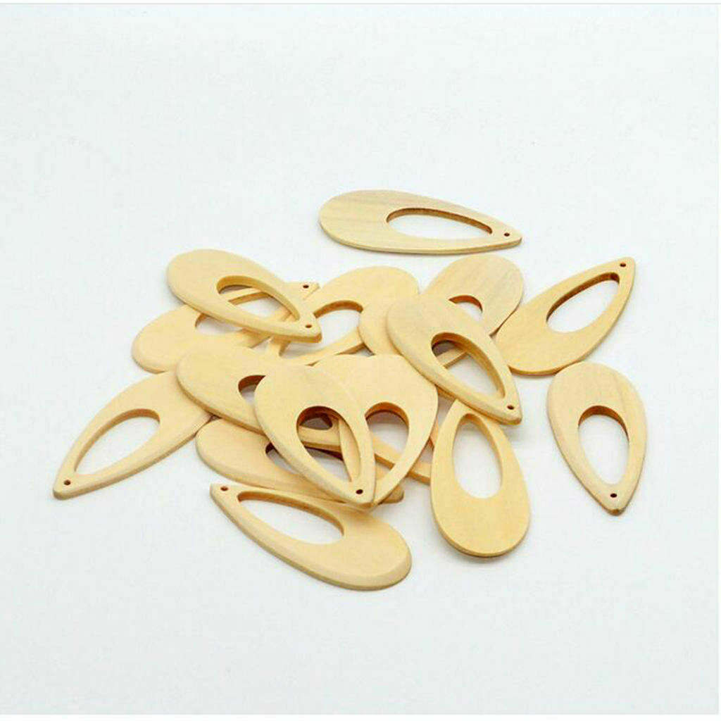 20x Drop Shapes Unfinished Wood Pendants Wooden Beads for DIY Earrings