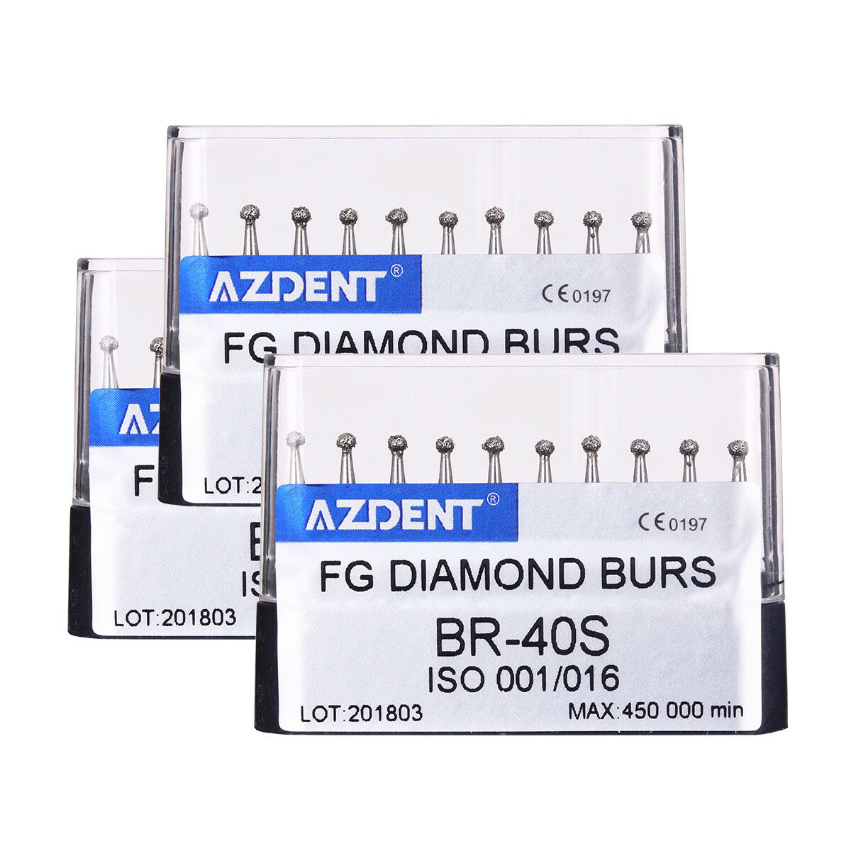 20X AZDENT Dental Diamond Burs BR-40S Ball Shape for High Speed Handpiece
