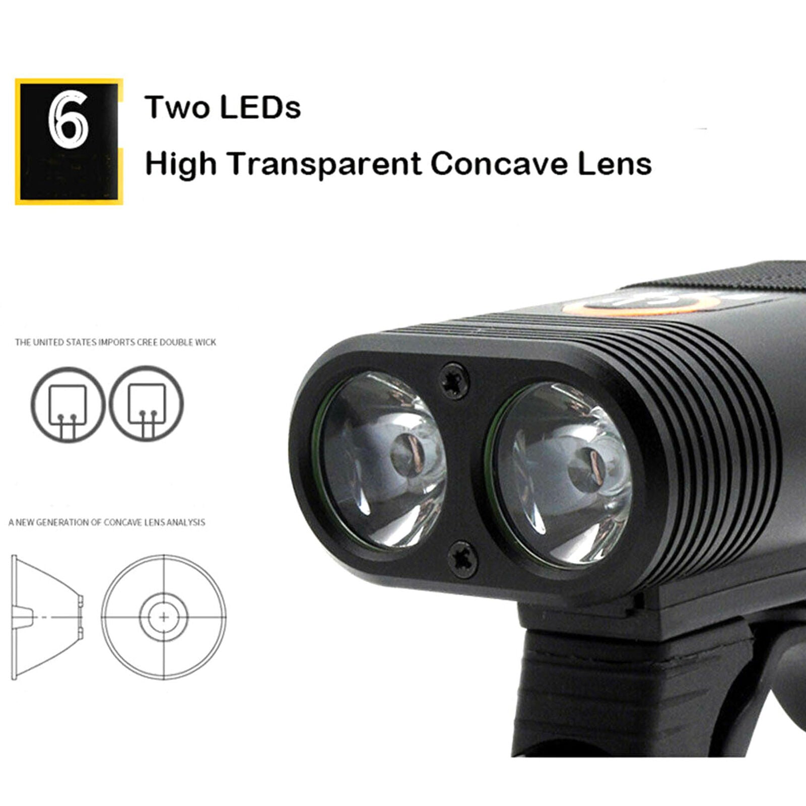 USB Rechargeable 2 LED Bicycle Lights Bike Head Front Lamp Rear Light