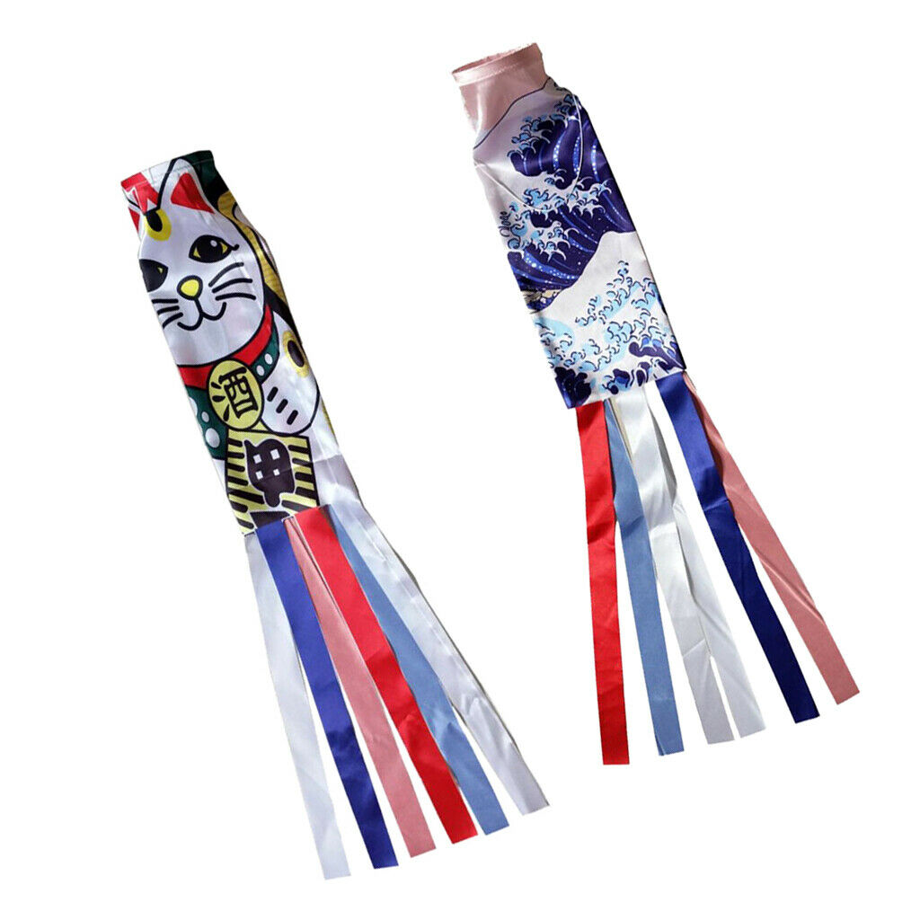 2pcs Japanese Koinbori Koi Nobori Carp Wind Sock Wave Flag Wall Decor 70cm