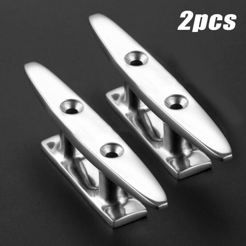 2 Pcs 4" Stainless Steel Mooring Cleat Deck Rope Yacht Marine Boat Dock Fitting