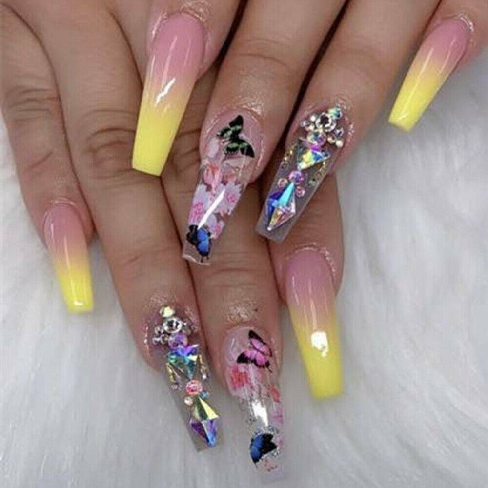 12 Sheets Flower Butterfly Nail Art Water Transfer Decals Colorful Stickers Tips