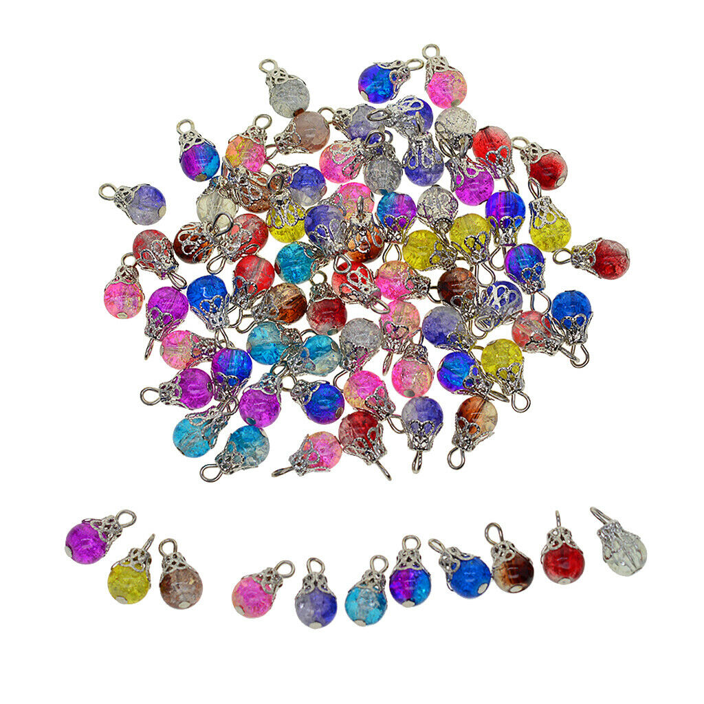 50x Crystal Glass Bead Charms Floral Pendants for Jewelry Making DIY Decor