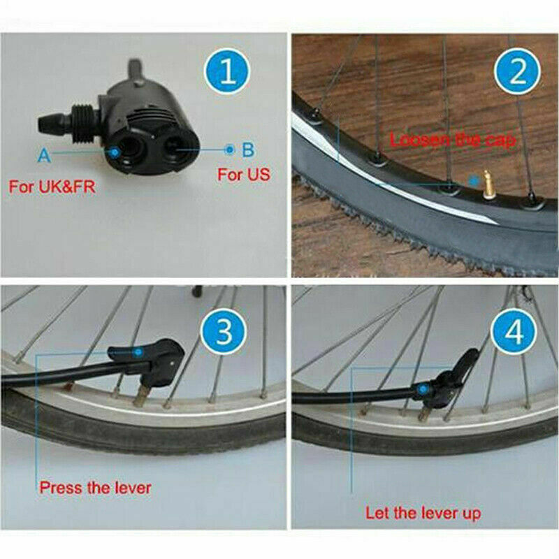 Bike Cycle Tyre Tube Replacement Presta Dual Head Air Adapter Valve Pump S5R1