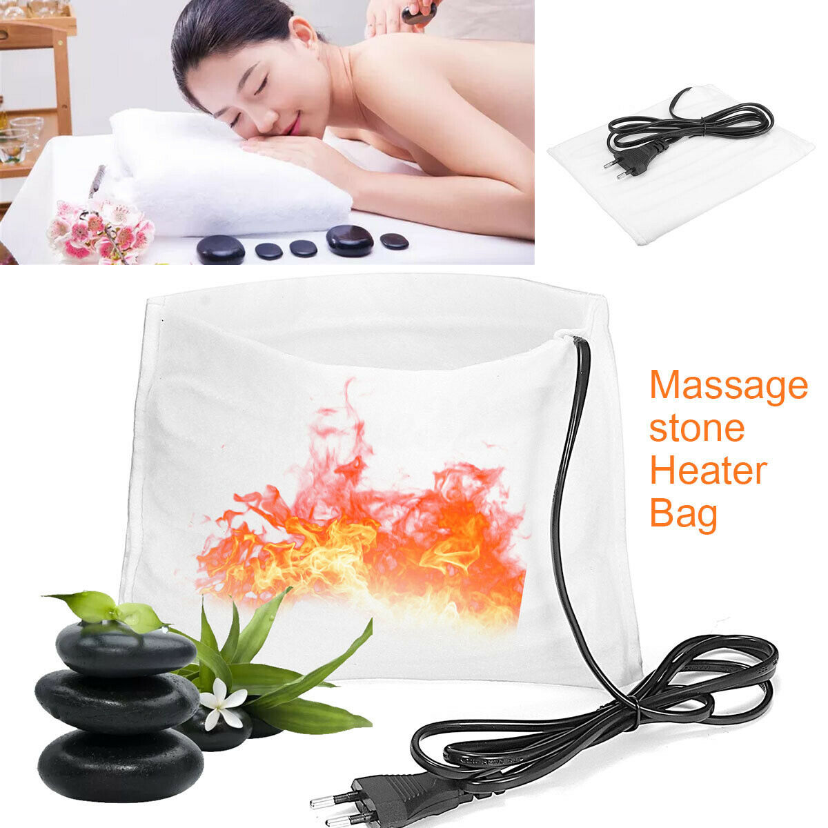220V Electric Heating SPA Massage Stone Lava Rocks Electric Heating Bag  HOT