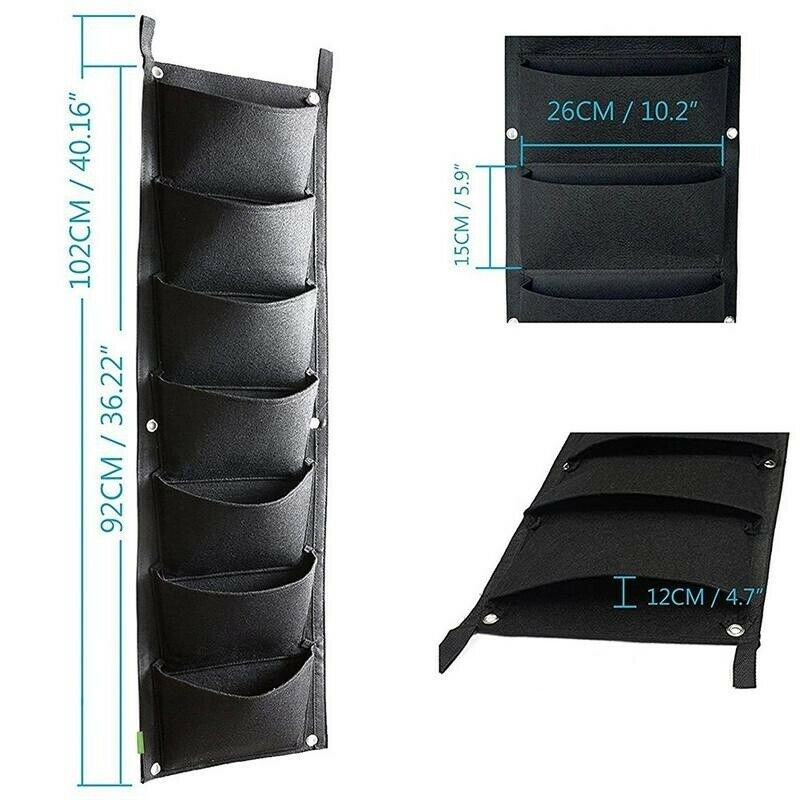 7 Pocket Planting Bag Hanging Wall Vertical Plant Hangers Flower Home Garden
