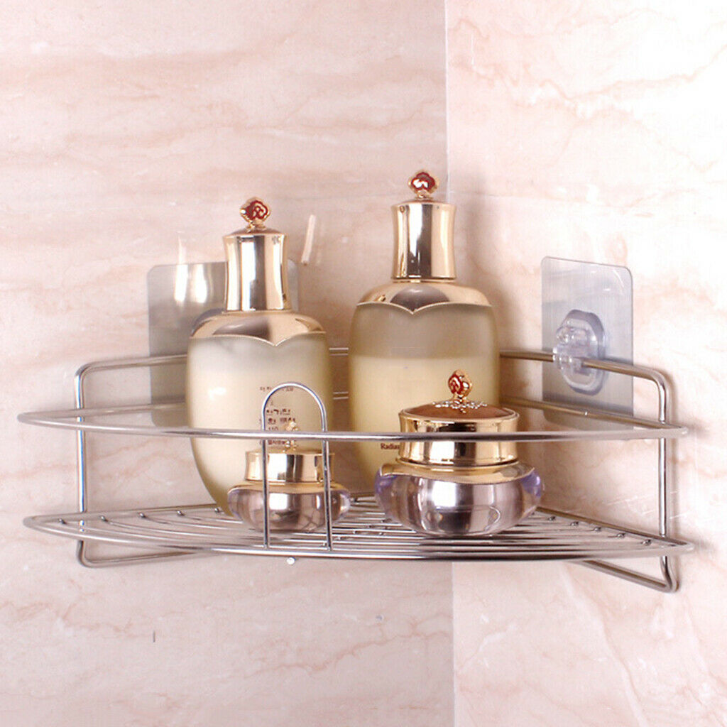 Stainless Steel Storage Caddy for Bathroom Shower Bath Basket Adhesive