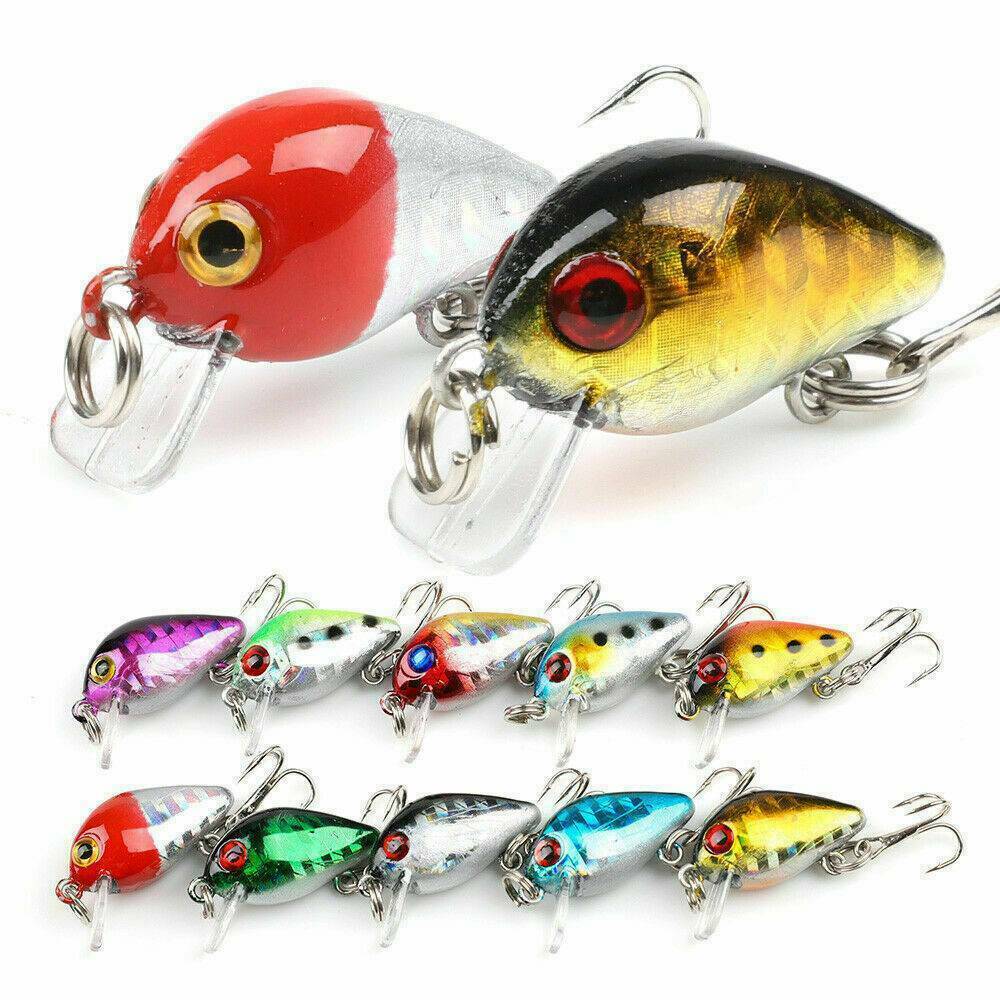 10Pcs Fishing Lures Lots Of Mini Minnow Fish Bass Tackle Hooks Baits Crankbaits