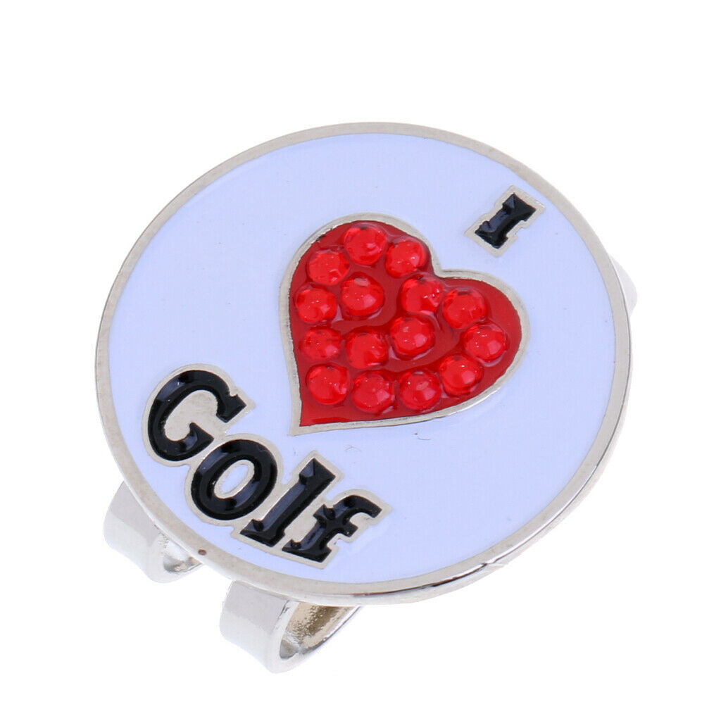 Golf Hat Clip With Detachable  Golf Ball Marker Heart Design