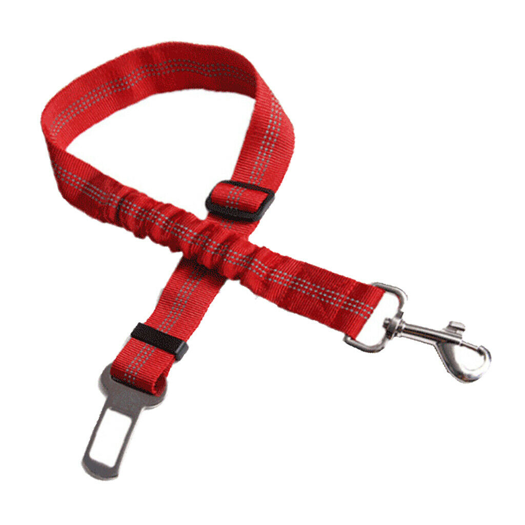 2 Pcs Adjustable Pet Cat Dog Car Seat Belt Nylon Leash For Pet Dog Red