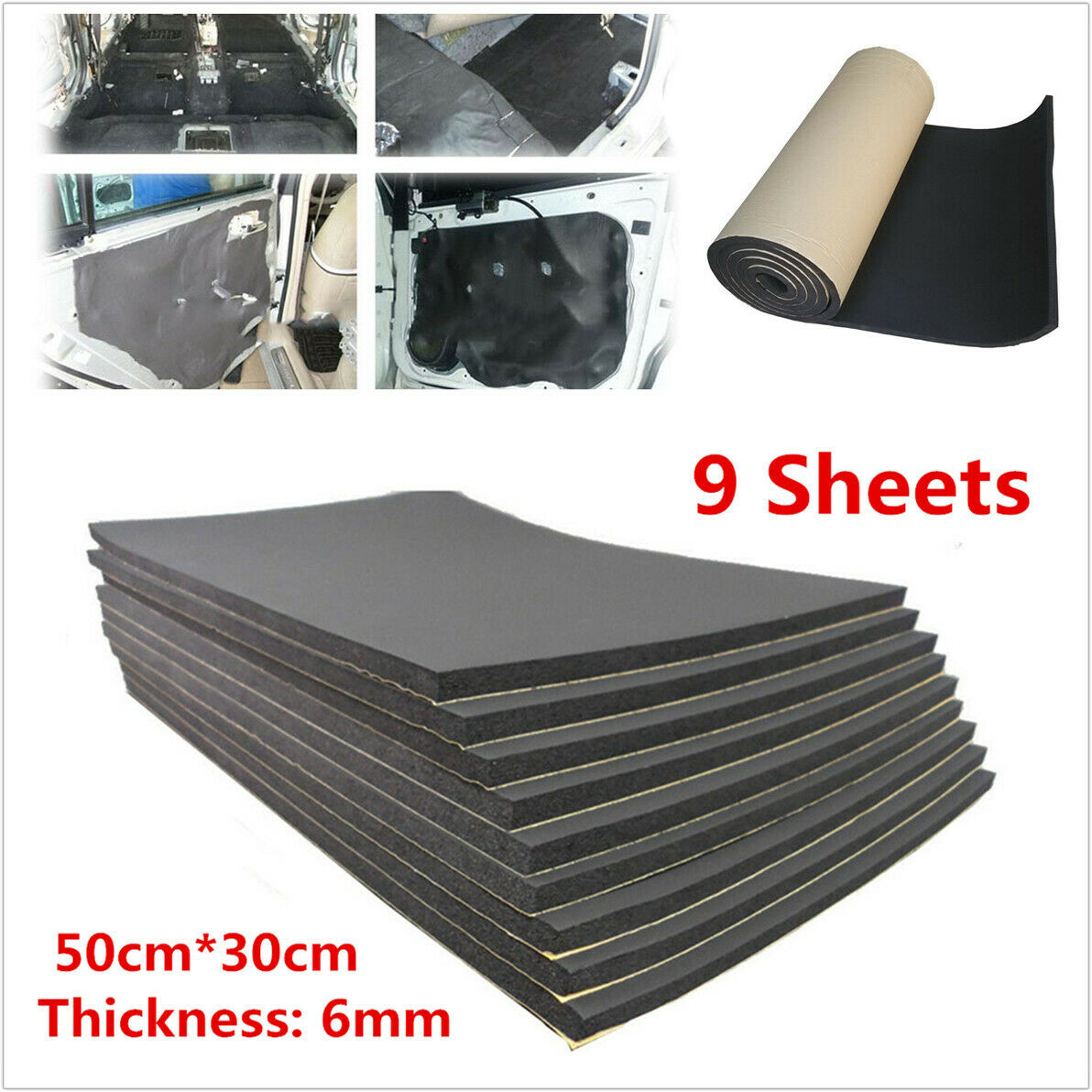 9 Sheets 6mm Car Sound Proofing Deadener Heat Noise Insulation Closed Cell Foam