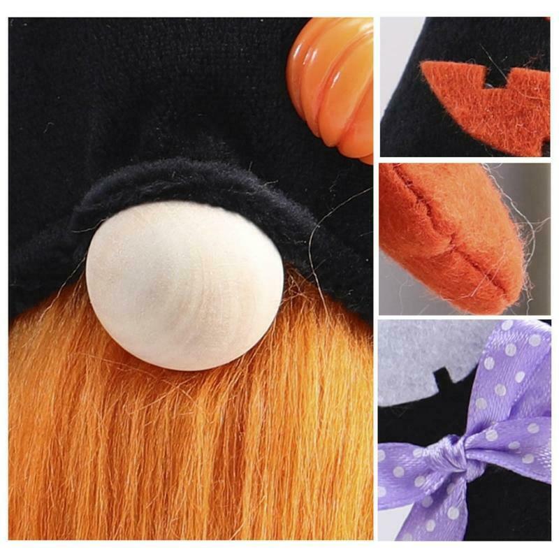 Set of 2 Halloween Gnomes Plush Decor Handmade Swedish Tomte Gnome Scandinavian
