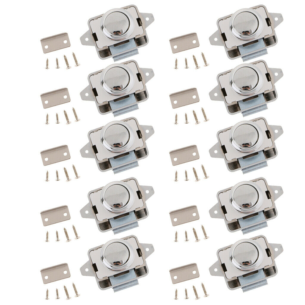 10x Push Button Drawer Catch Lock Latch for Motorhome Trailer Boat Cabinet