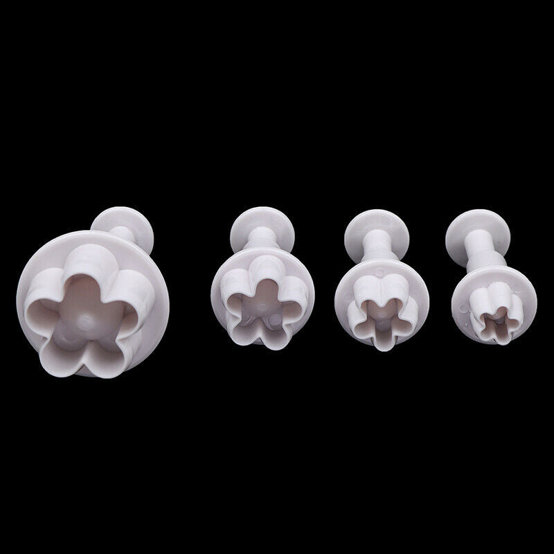 4Pcs Plum Flower Fondant Cake Cutter Plunger Cookie Mold Decorating Candy.l8