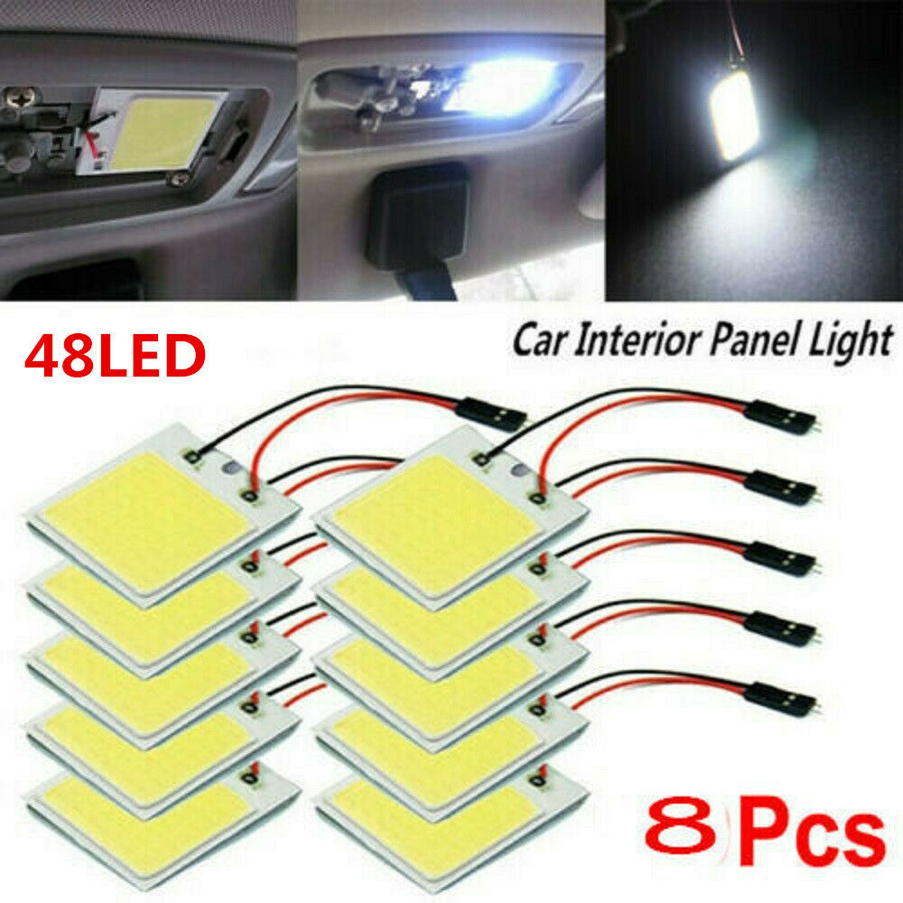 8x White 48 SMD COB LED T10 4W 12V Car Interior Panel Light Dome Lamp Bulb Set ~