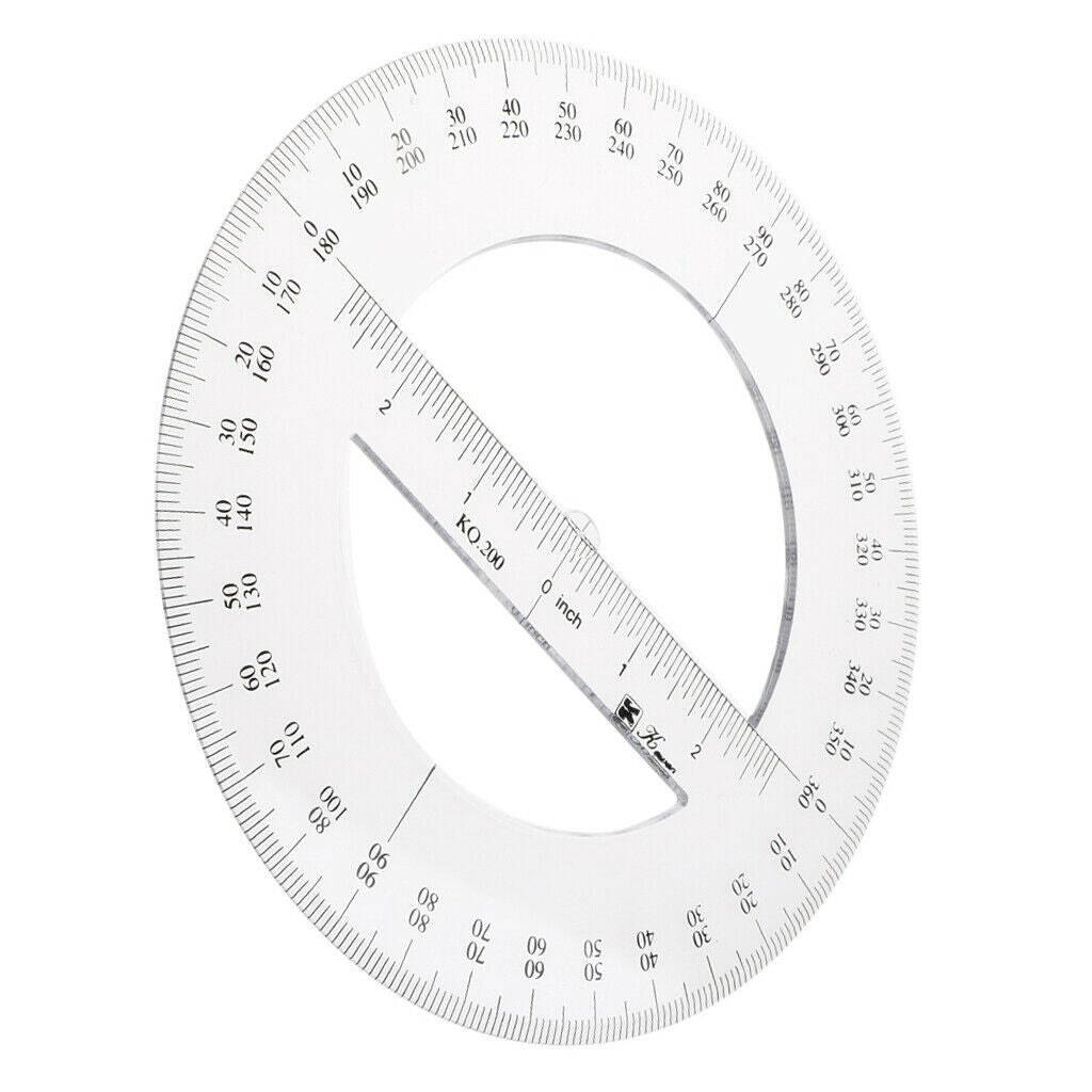 Round Hollow 360 Degree Protractor Angle Measure Tool Ruler Stationery 20cm