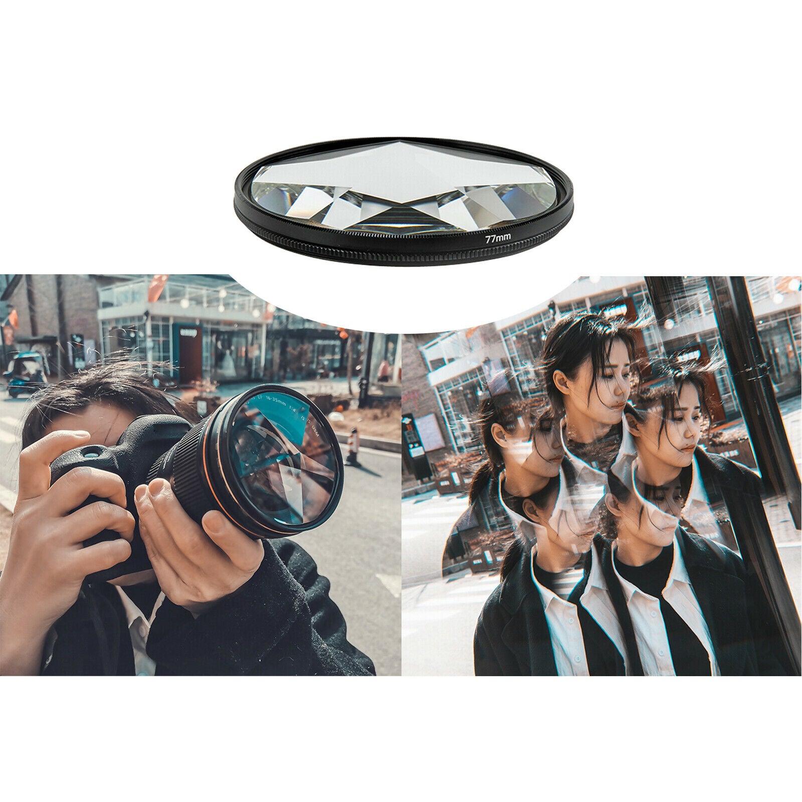 77mm Glass Prism Filter Kaleidoscope Prism Variable Number of Shooting
