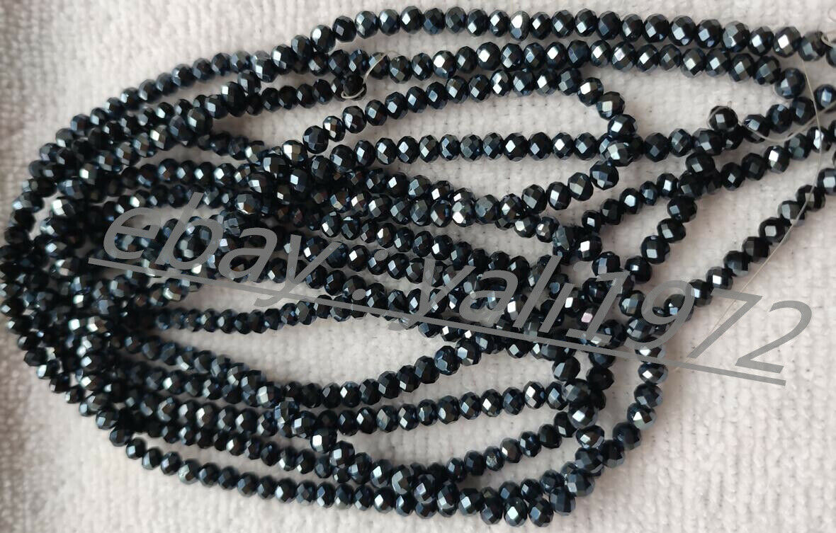 Wholesale 595pcs 3x4mm Black Faceted Crystal Rondelle Loose Beads