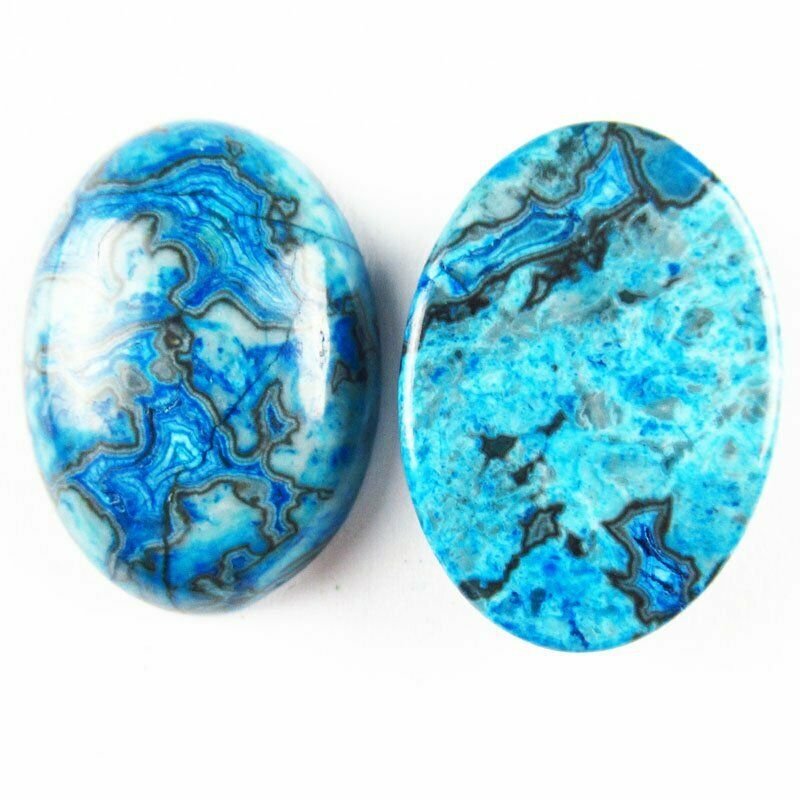 8pcs 25x18x6mm Natural Blue Crazy Lace Agate 37g Oval Cab Cabochon A-262JM