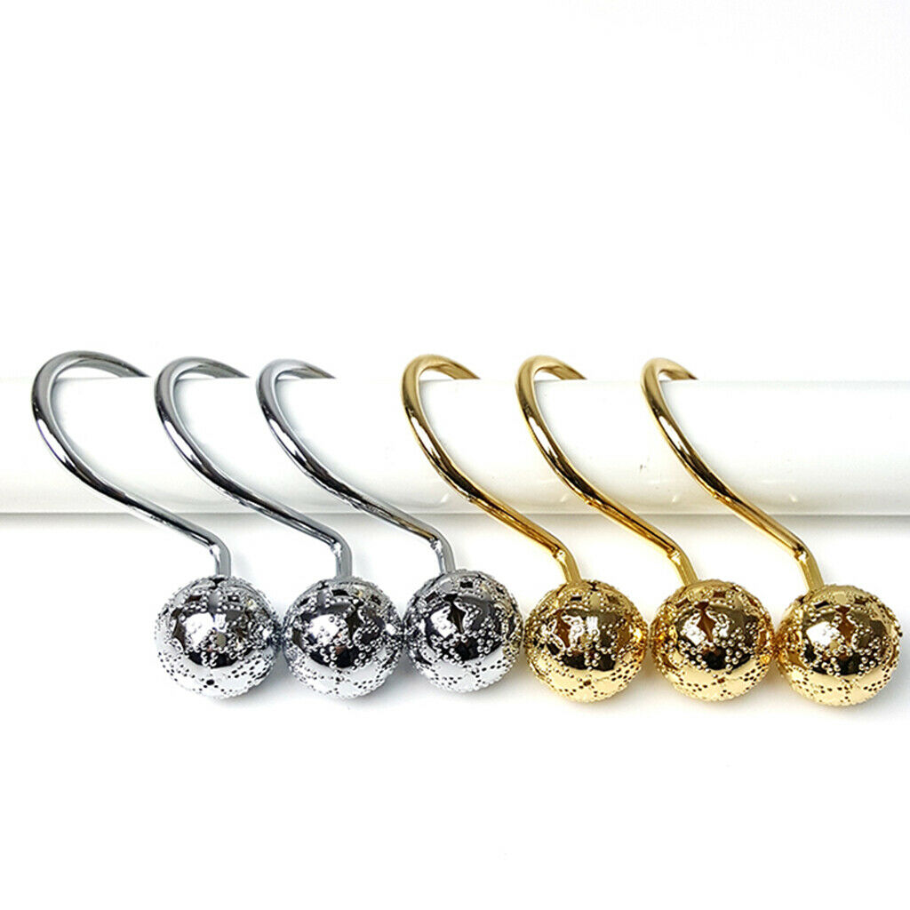 12x Shower Curtain Roller Rings Bathroom Hooks Window Curtain Tieback 3