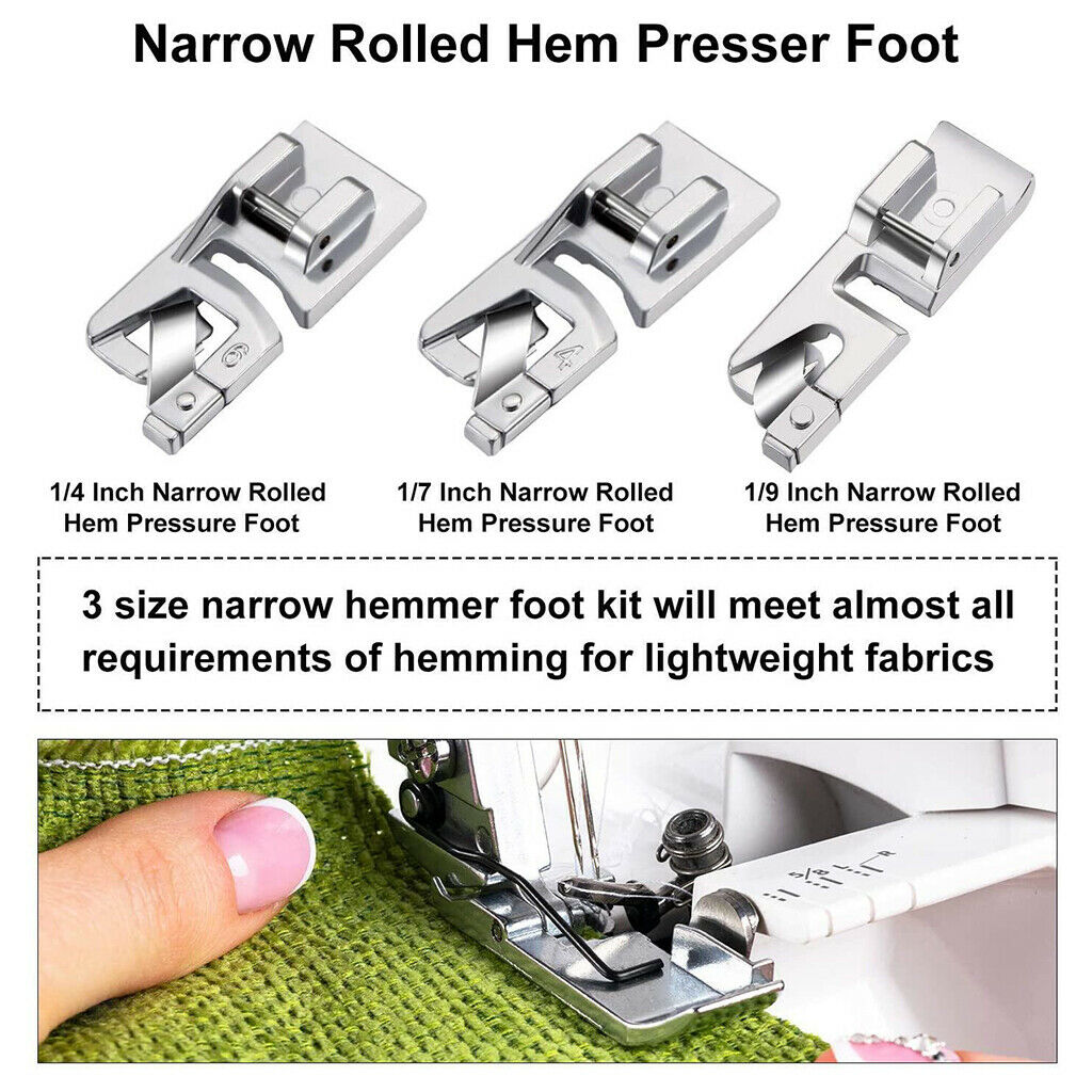 11pcs Sewing Machine Foot Presser Rolled Hem Feet Set for Sewing Accessories