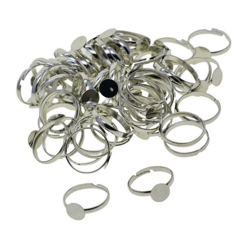 100x DIY Ring Blank 8mm Base Tray for Women Chic Finger Rings DIY Blanks