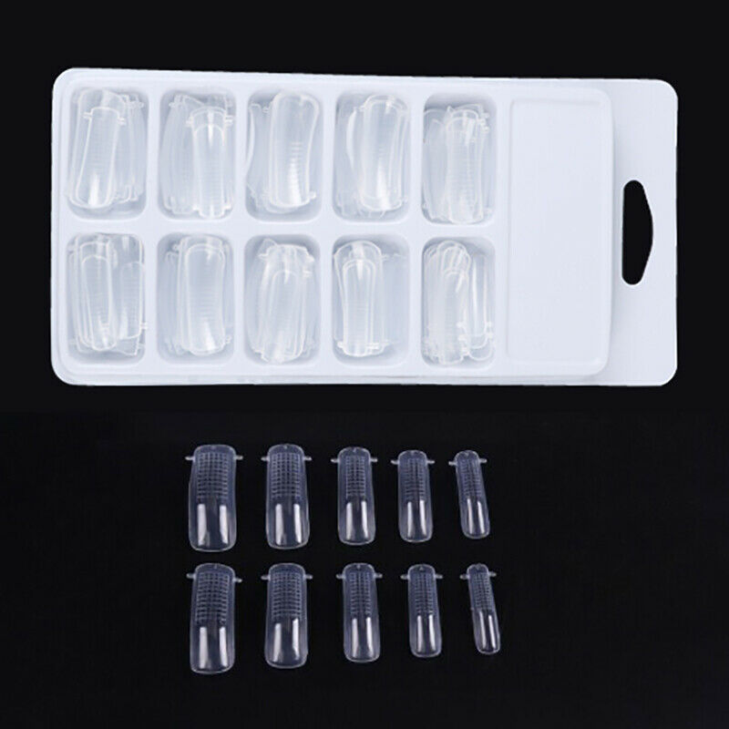 100Pc/Box Clear Dual Forms Nails System Full Cover Quick-Building Gel Mold TiWF