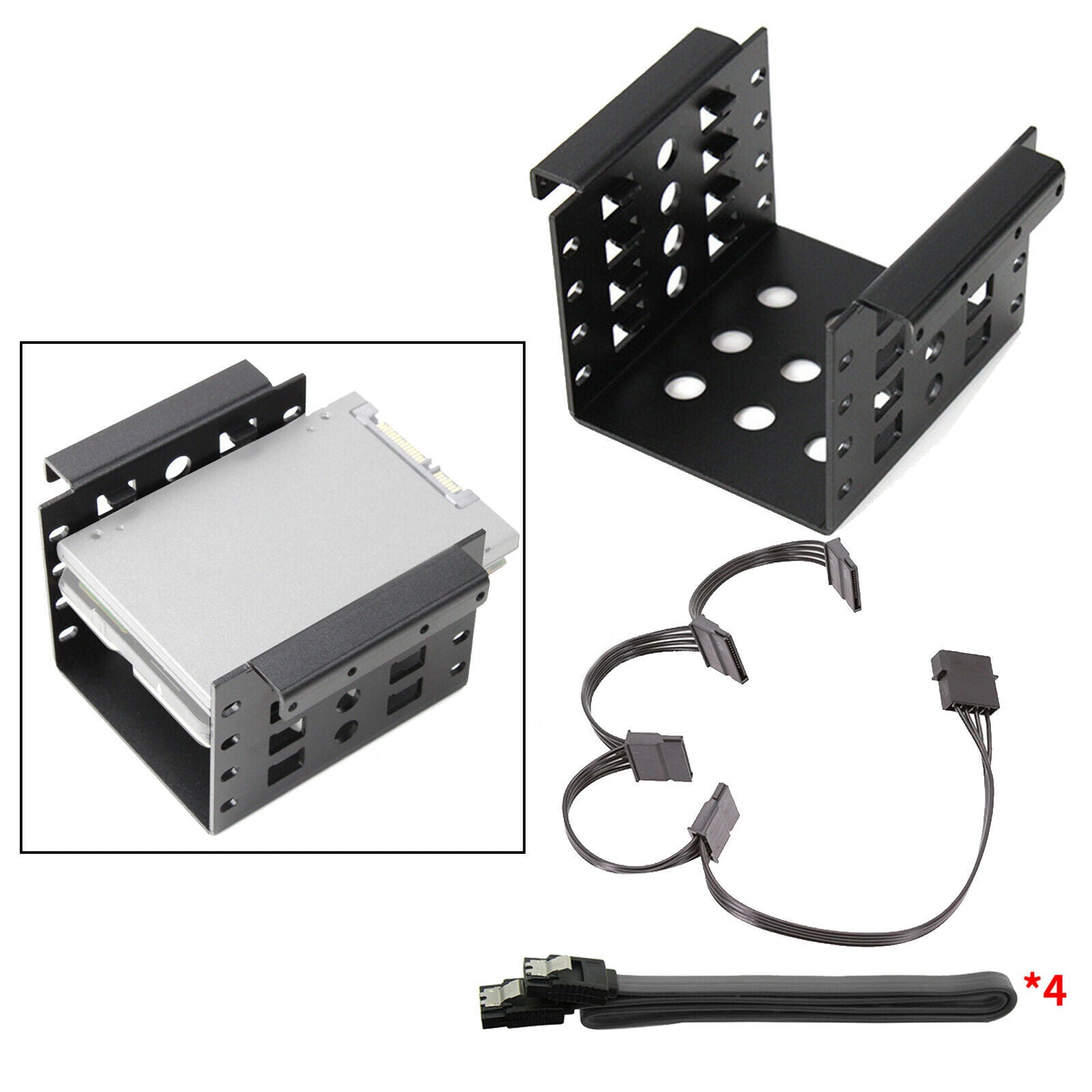 2x Metal 4-Bay 2.5" SSD HDD Hard Drive Caddy Bracket Rack Kit Spare Parts
