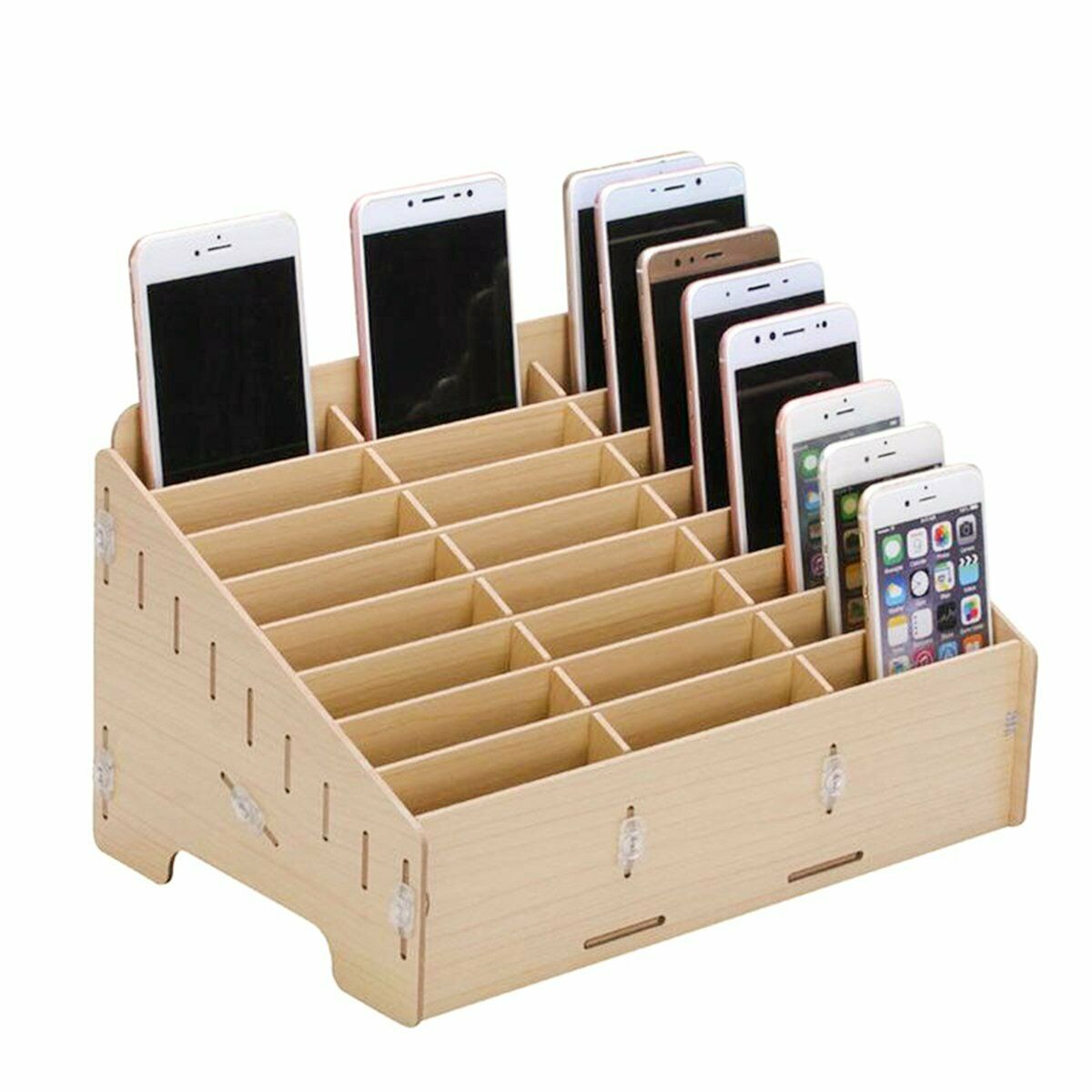 24 Cells Multifunctional Wooden Storage Box Mobile Phone Repair Organizer Tool