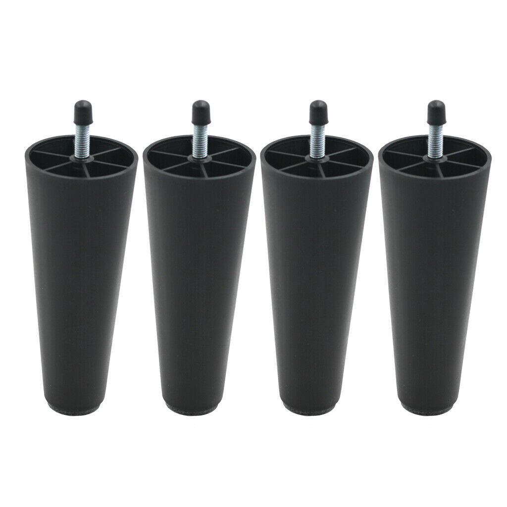4pcs 150mm Height Plastic Round Tapered Furniture Sofa Bed Ottoman Leg