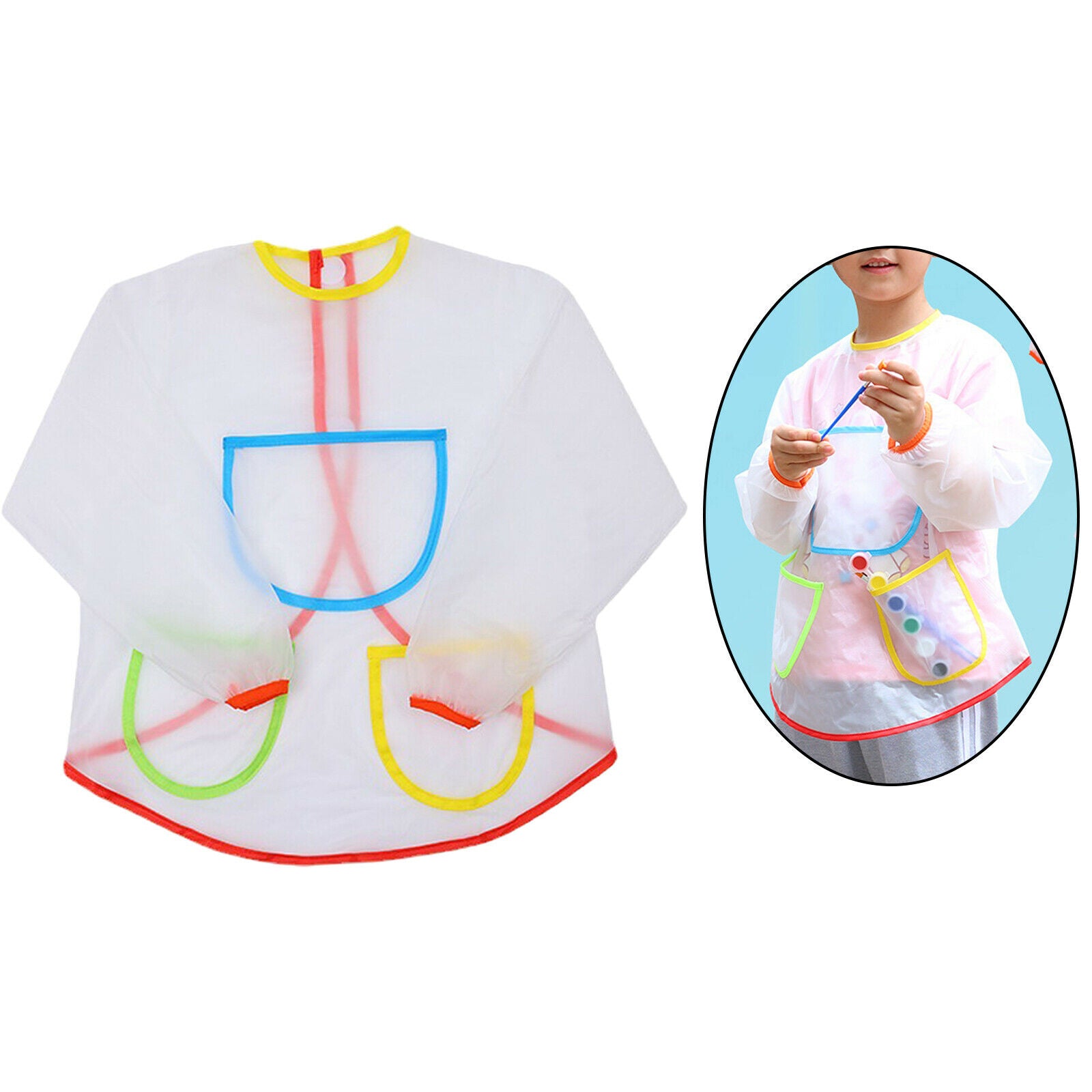 Kids Art Smock For 3-6 Years Drawing Painting Apron Baby Toddler Eating Bib