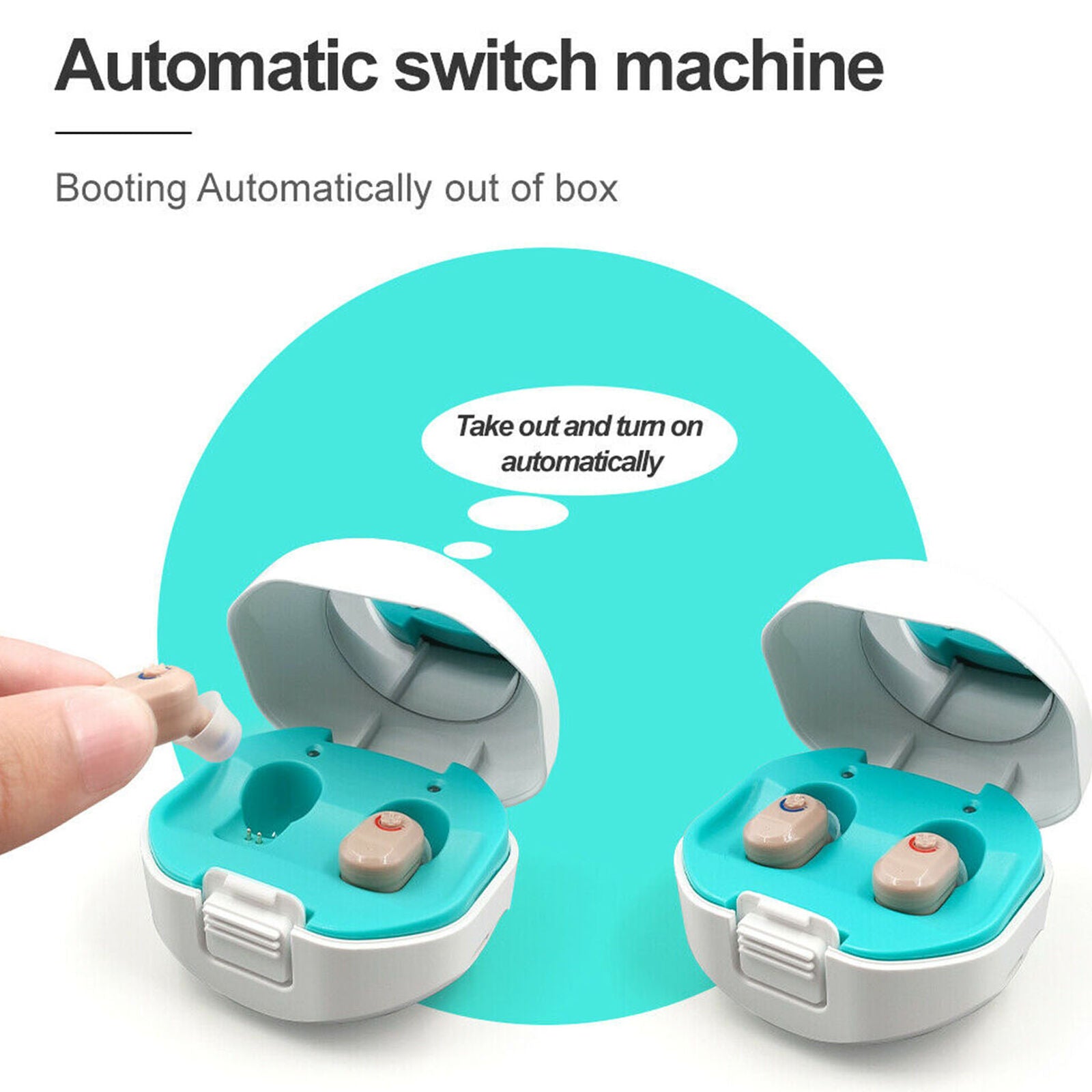 1Pair Digital Rechargeable Invisible Hearing Aids Sound Voice Amplifier Enhancer