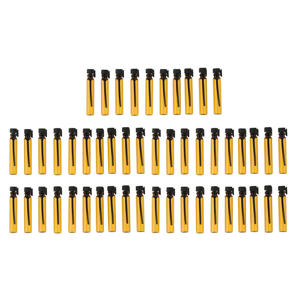 50, Amber, 2 ml, Empty Glass Bottles, Great for Essential Oils, Aromatherapy,