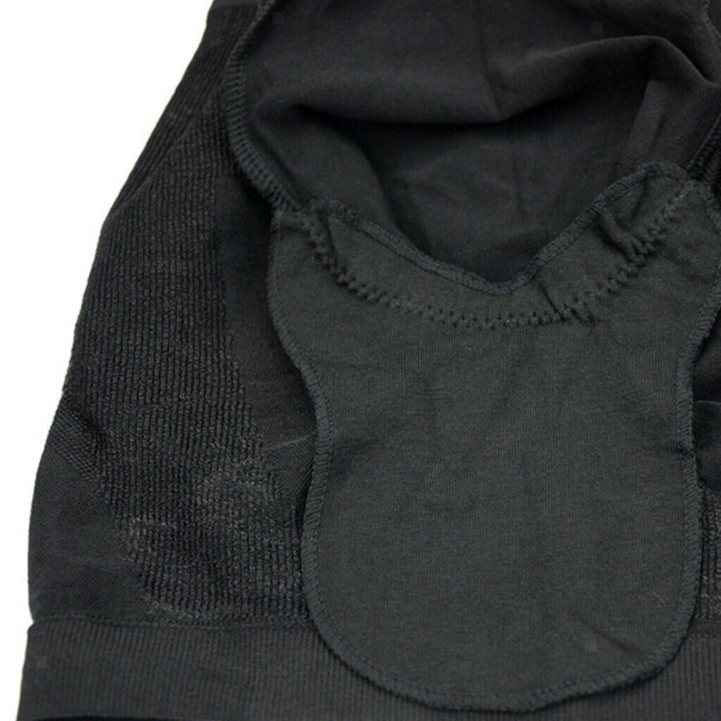 Black Yoga Short Shirt Sleeves Vest Underarm Sweat  Pads, Washable Cloth