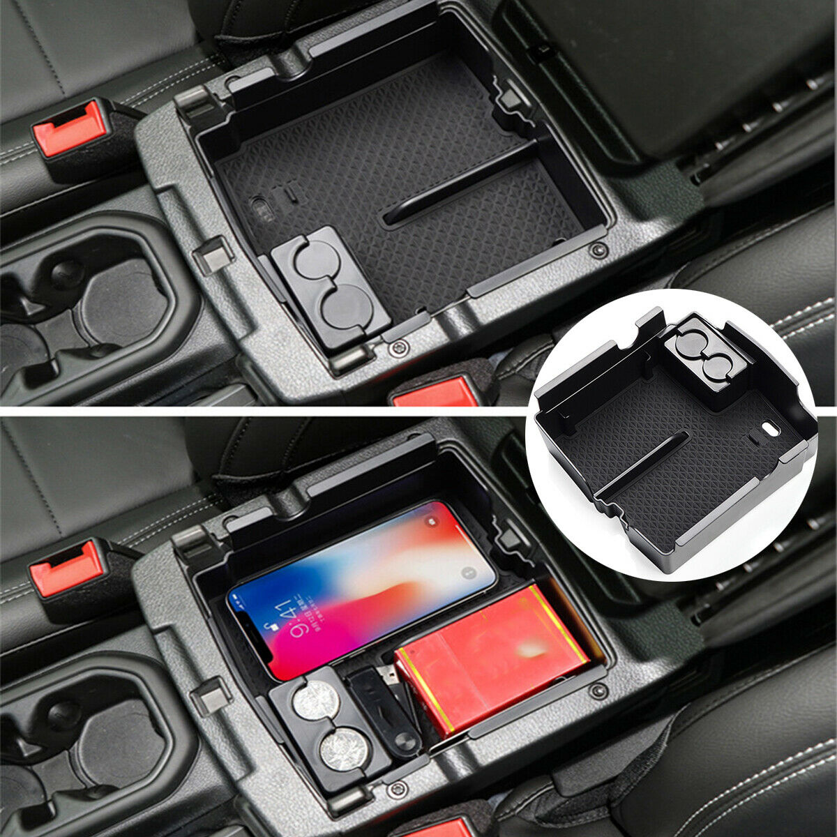 1× Car Console Armrest Storage Box  For 2018-2021 Jeep Wrangler JL Gladiator JT