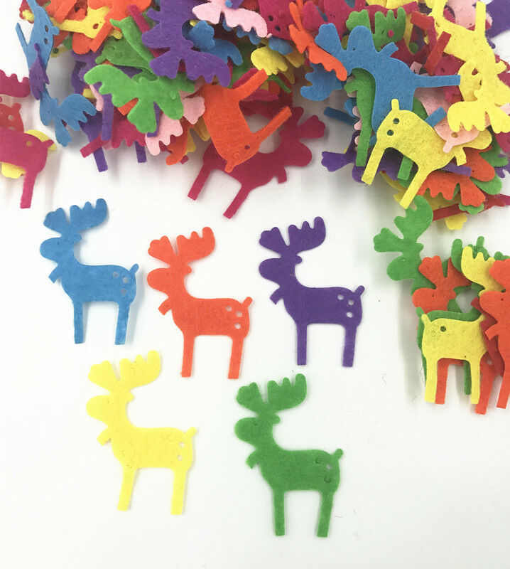 100X Mixed Colors Christmas deer Felt Appliques decoration Christmas craft 4cm