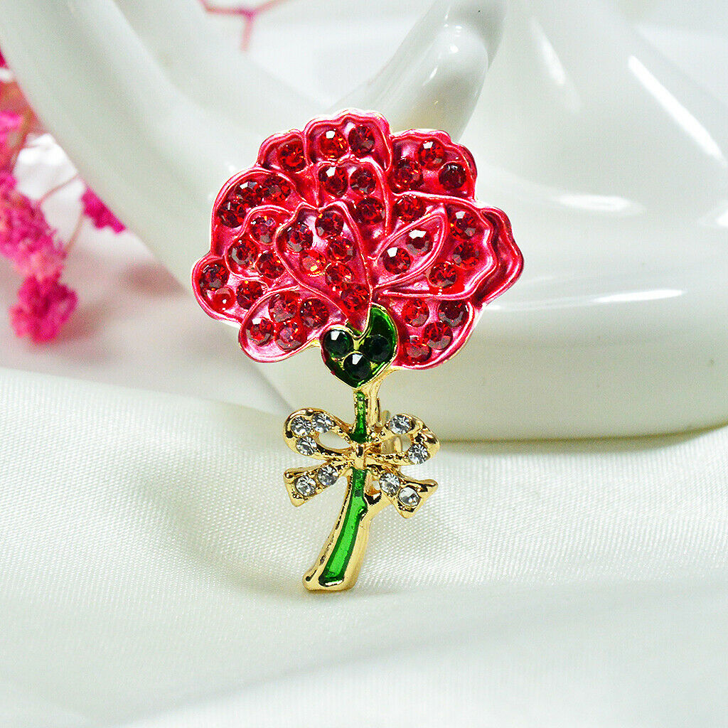 Women Metal Alloy Carnation Flower Brooch Lapel Pin Collar Tips