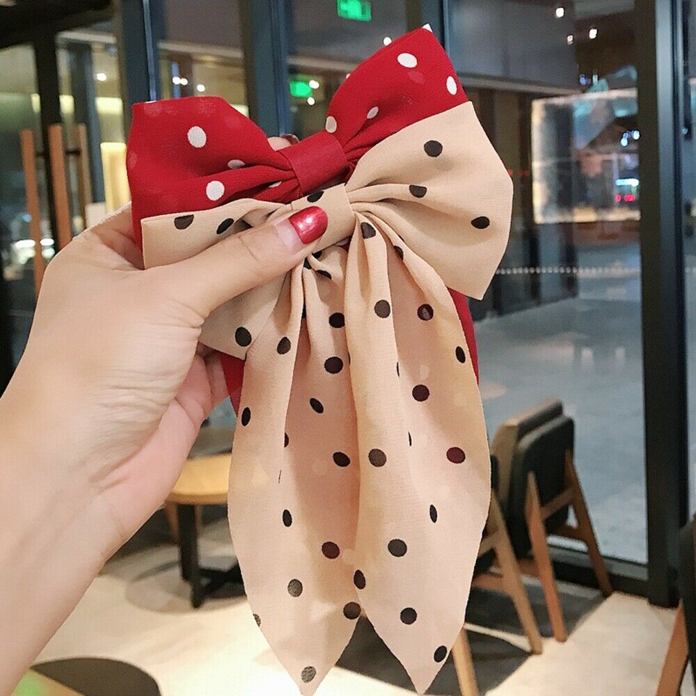 Cute Double Layer Hair Clip Bowknot Hairpins Duckbill Hair Clip Polka Dot Clips