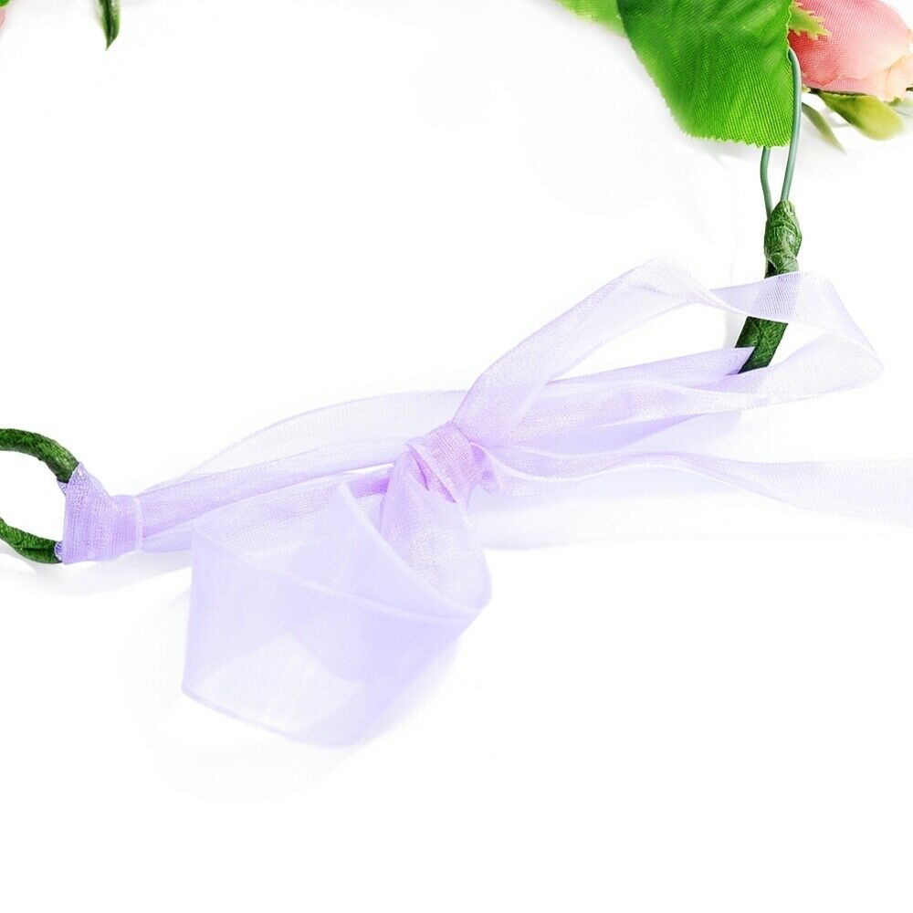 Womens Bridesmaid Flower Headband Wedding Beach Garland Floral Wreath Hairband
