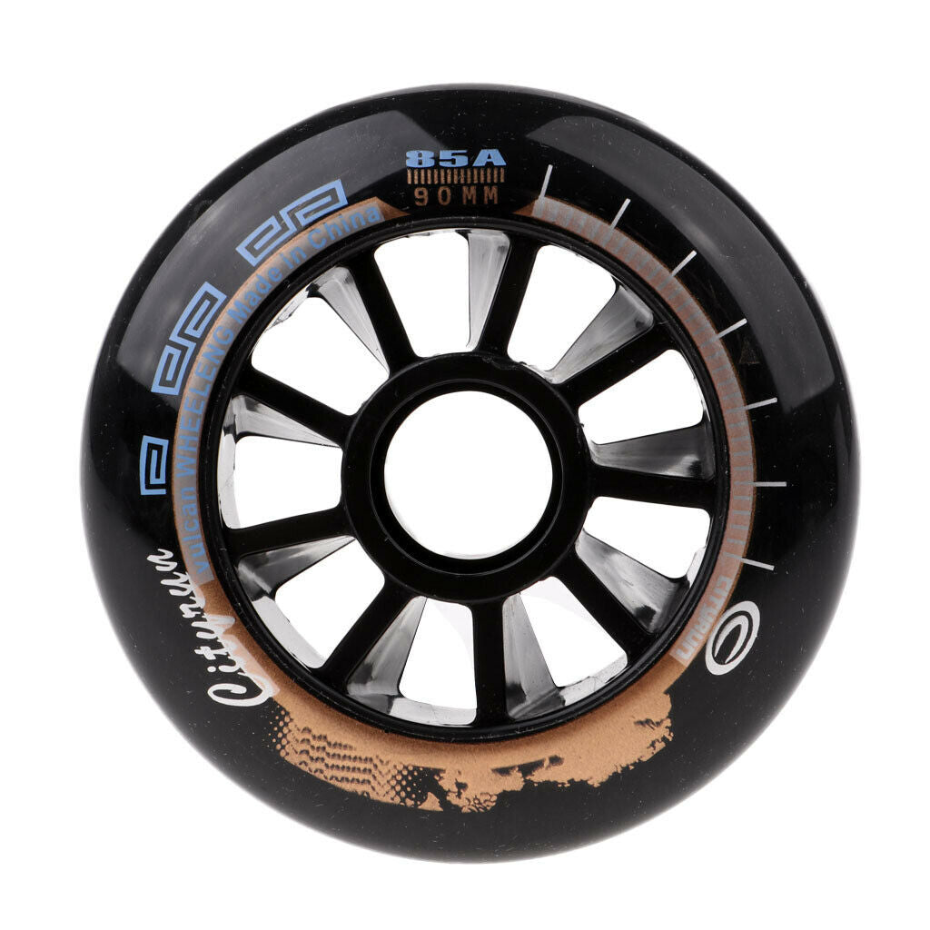 8X Speed Skating Wheels Outdoor Indoor Inline Skate Wheels Tool 90mm Black