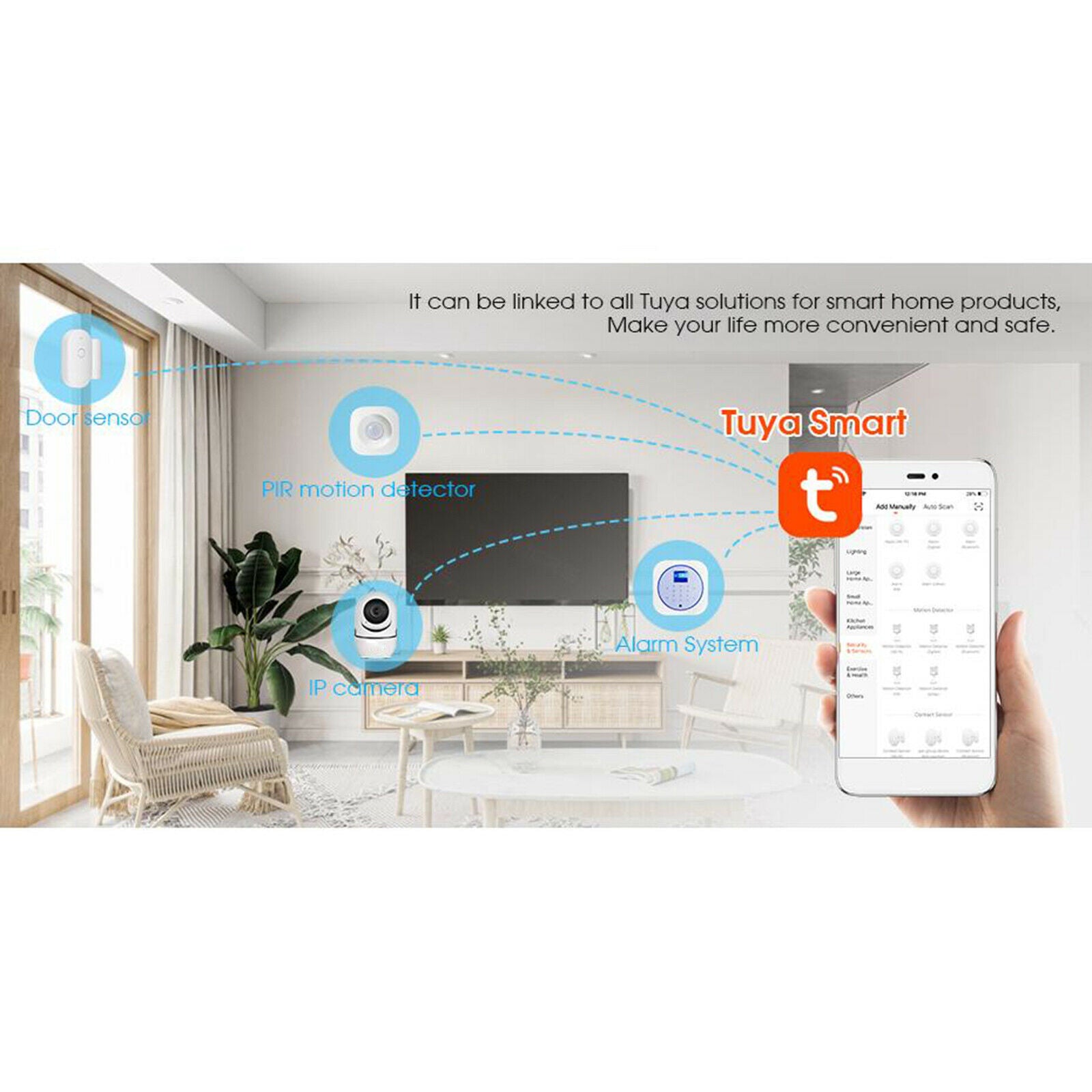 WiFi Wireless Tuya Door Sensor Detector Safe Alarm for Google Assistant