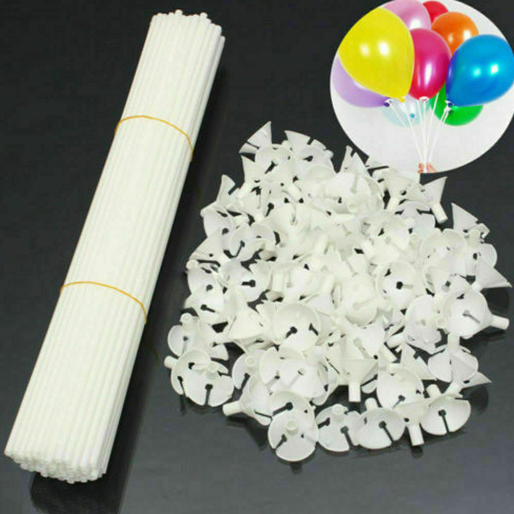 Caydo 25 Pieces Plastic White Balloon Sticks Holders and Cups for Party