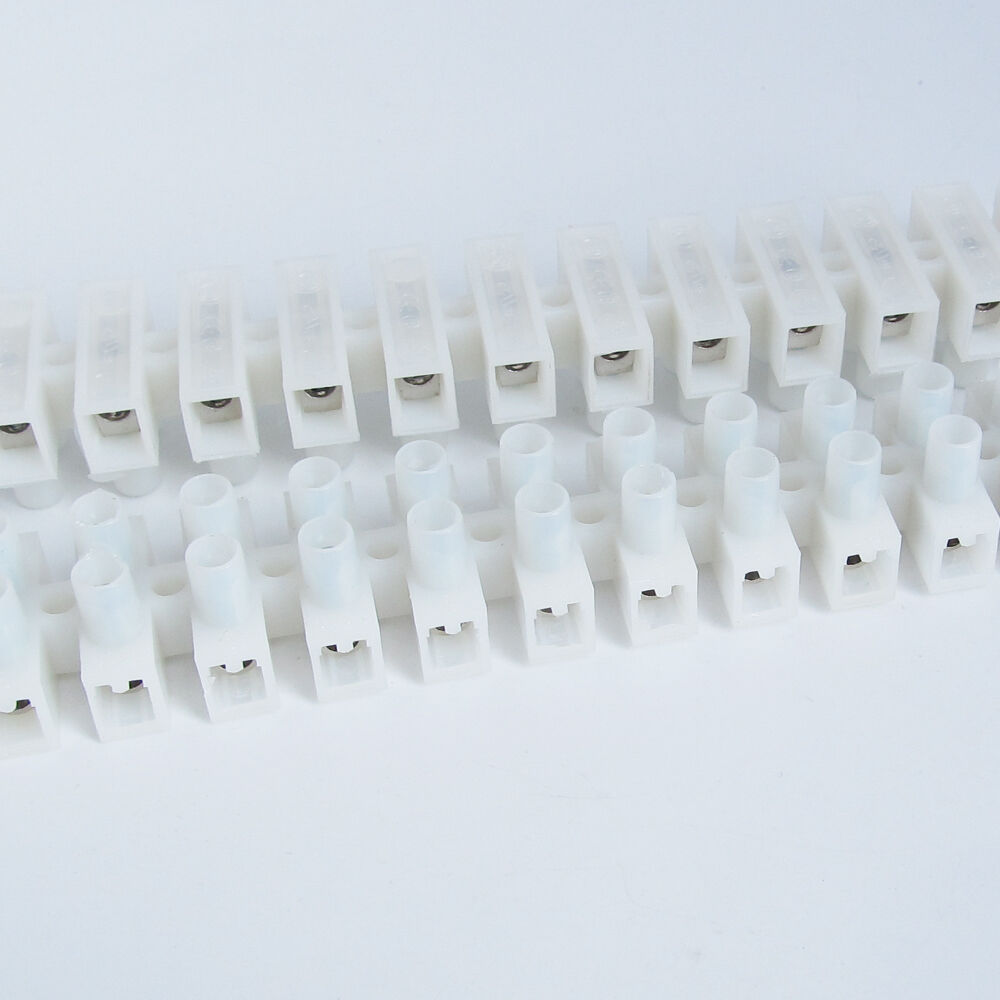 10x Electrical 12 Pole Way Barrier Terminal Strip Block Pitch 12mm 600V 22-8AWG
