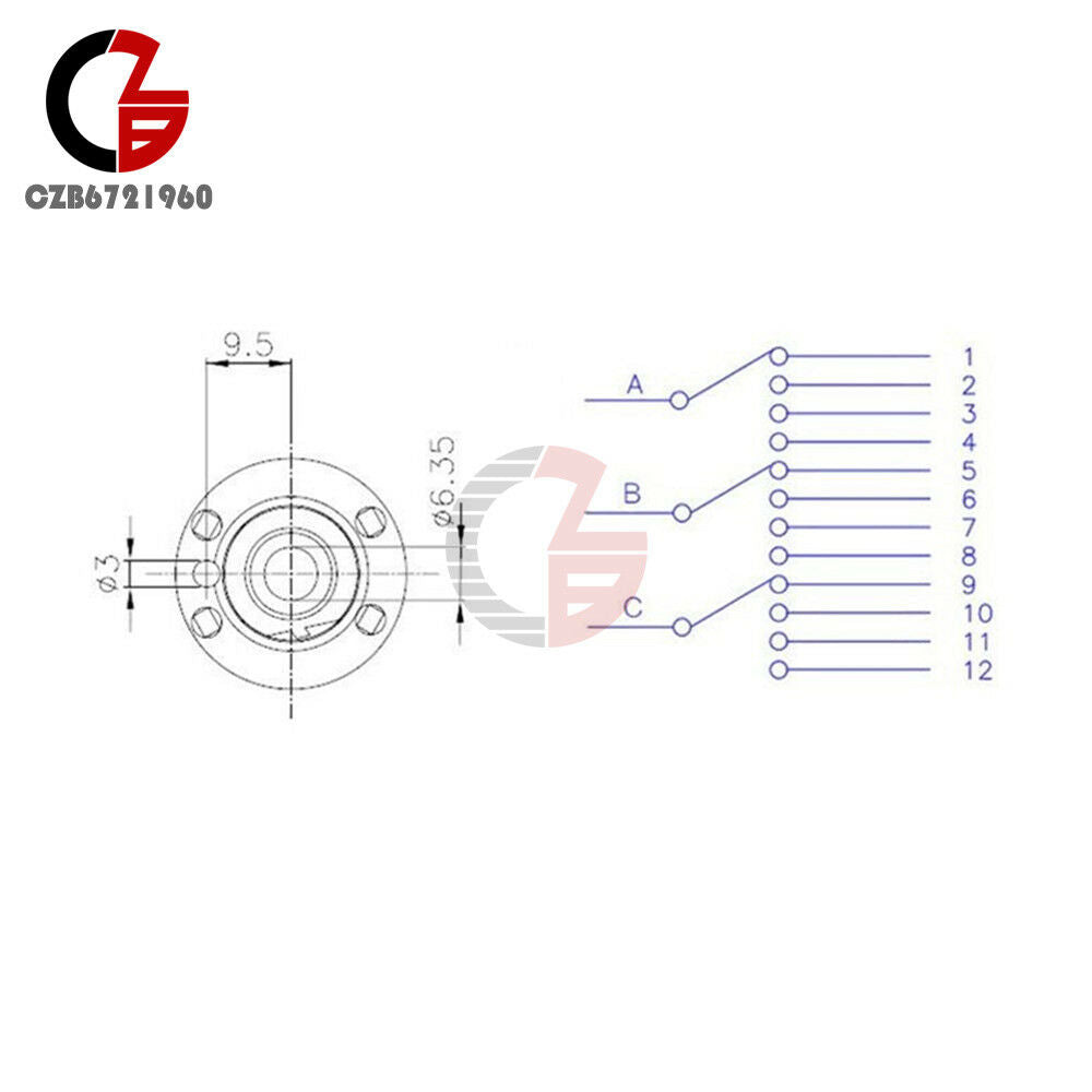 5PCS 3P4T Single Wafer Band Selector 3 Pole 4 Position Rotary Switch