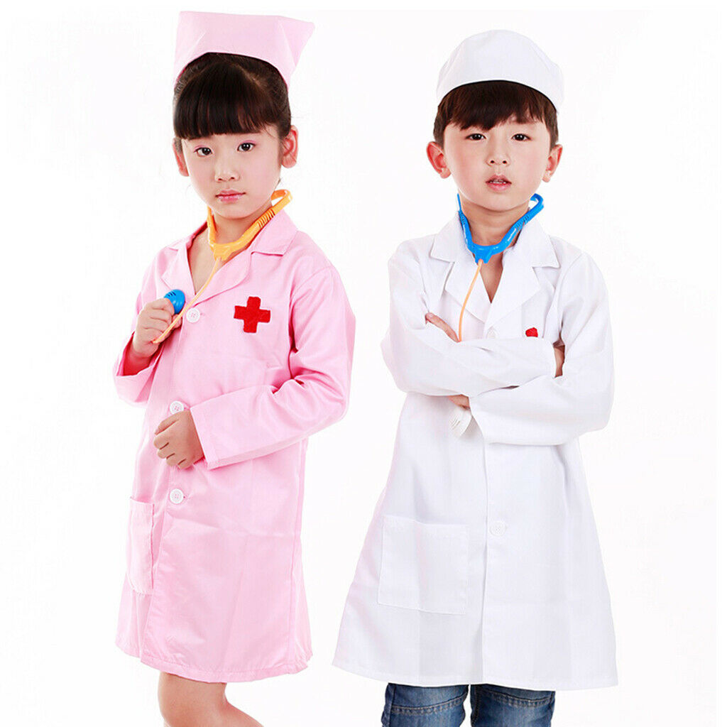 Children Pretend Playing Long Sleeve Doctor Nurse Costume Kit Accessory