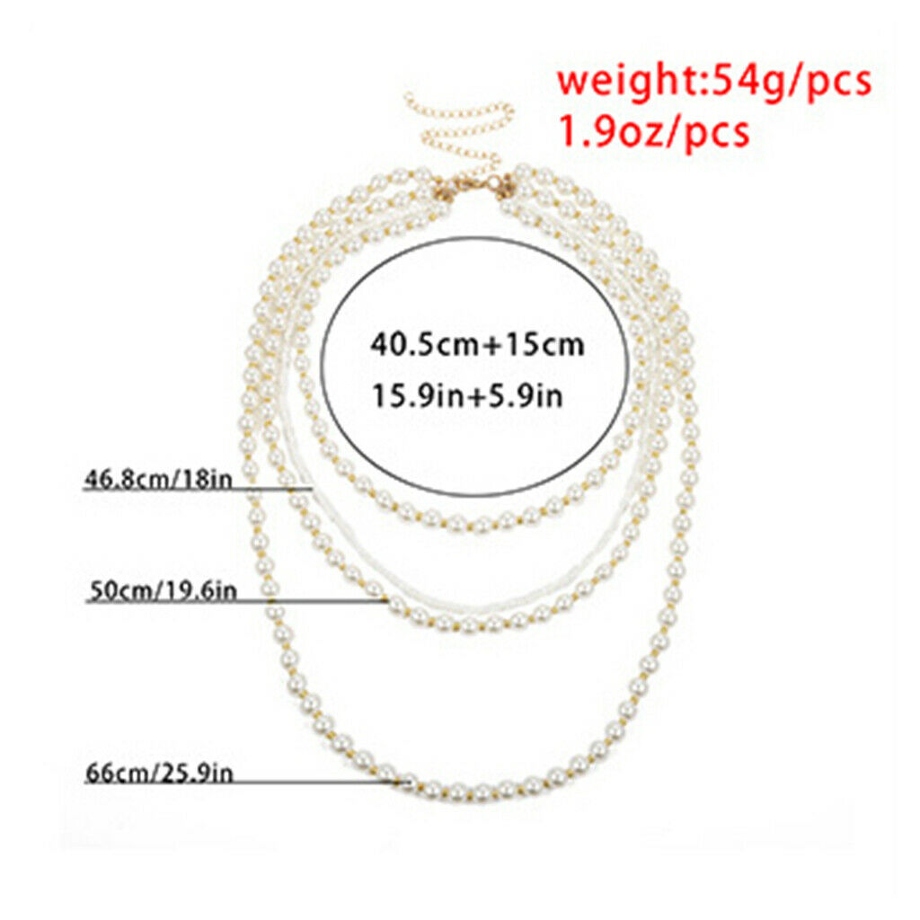 Fashion Ladies Multilayer Link Chain Pearls Sweater Chain Party Decoration