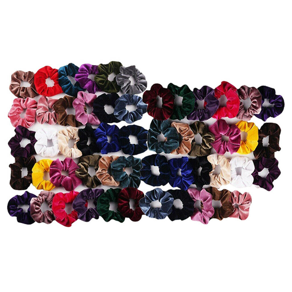 53x Colorful Hair Scrunchies Hair Band Lady Soft Bobble Hair Ties Ropes