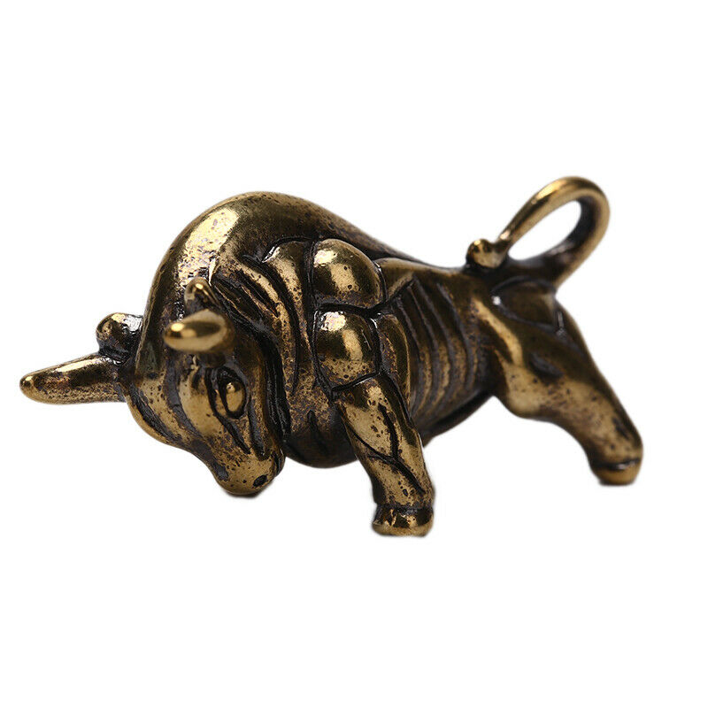 Solid Brass Bull Keychain Pendant Zipper Head Accessories Tools Outdoor Key RiDD