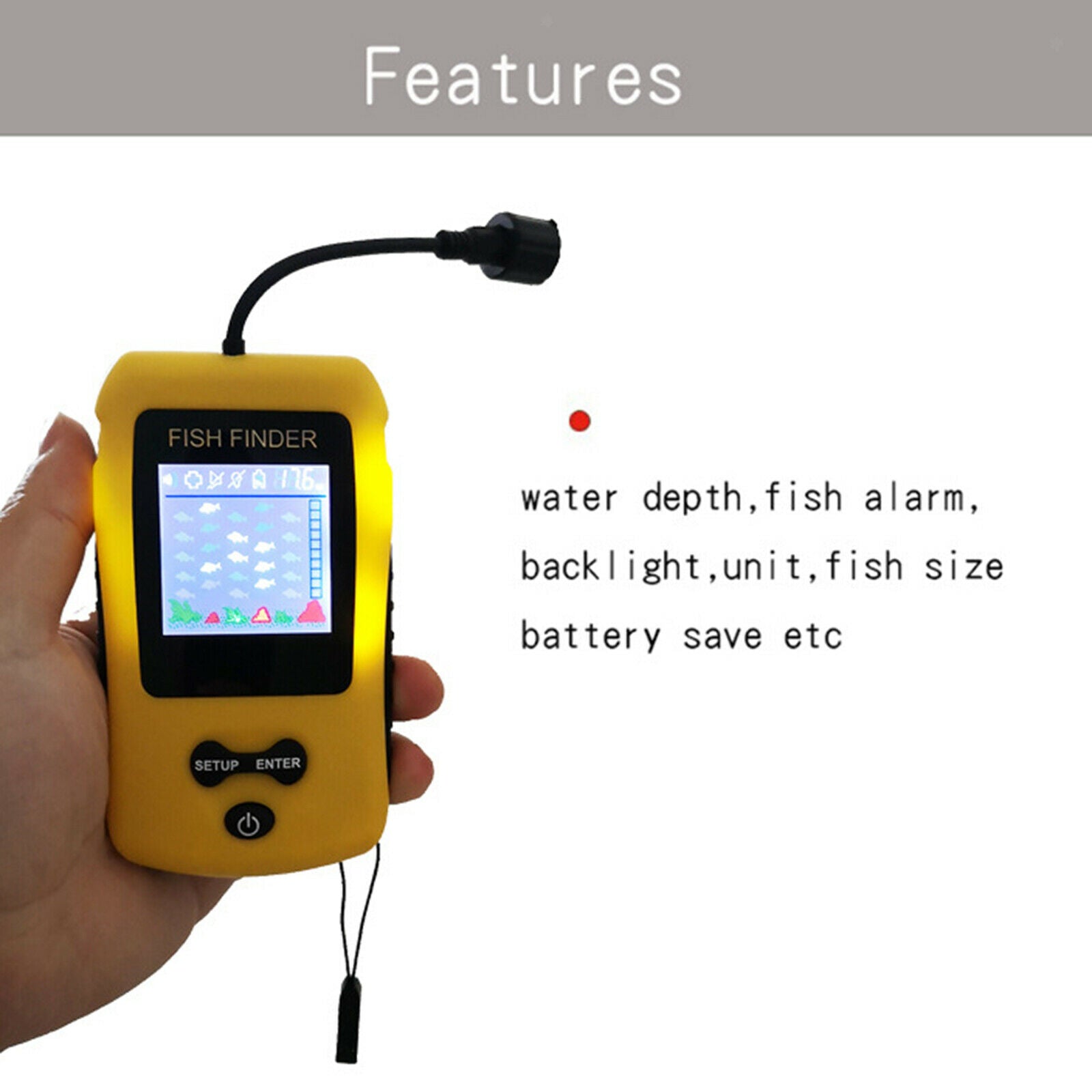 Portable Handheld Fish Finder 100m Sounder Sonar Sensor Fishfinder Kayak