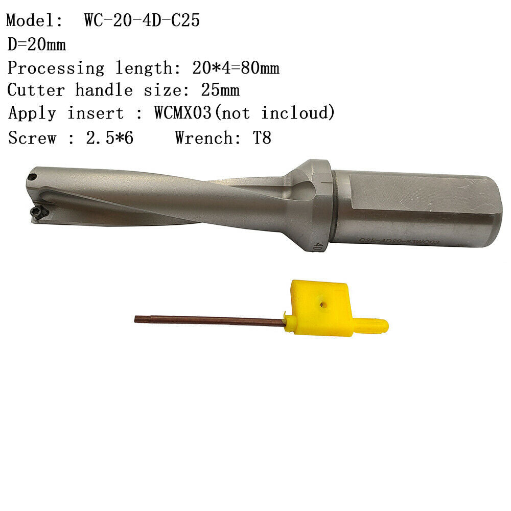 WPD-200-4D-C25 20mm U drill indexable drill For WCMX030208 WCMX carbide insert
